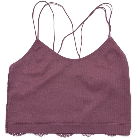 Gilly Hicks Seamless Lace Back Crop Top/Bralette in Mauve Size Large - Picture 3 of 10